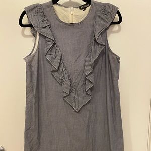 Pinstripe ruffle mini dress